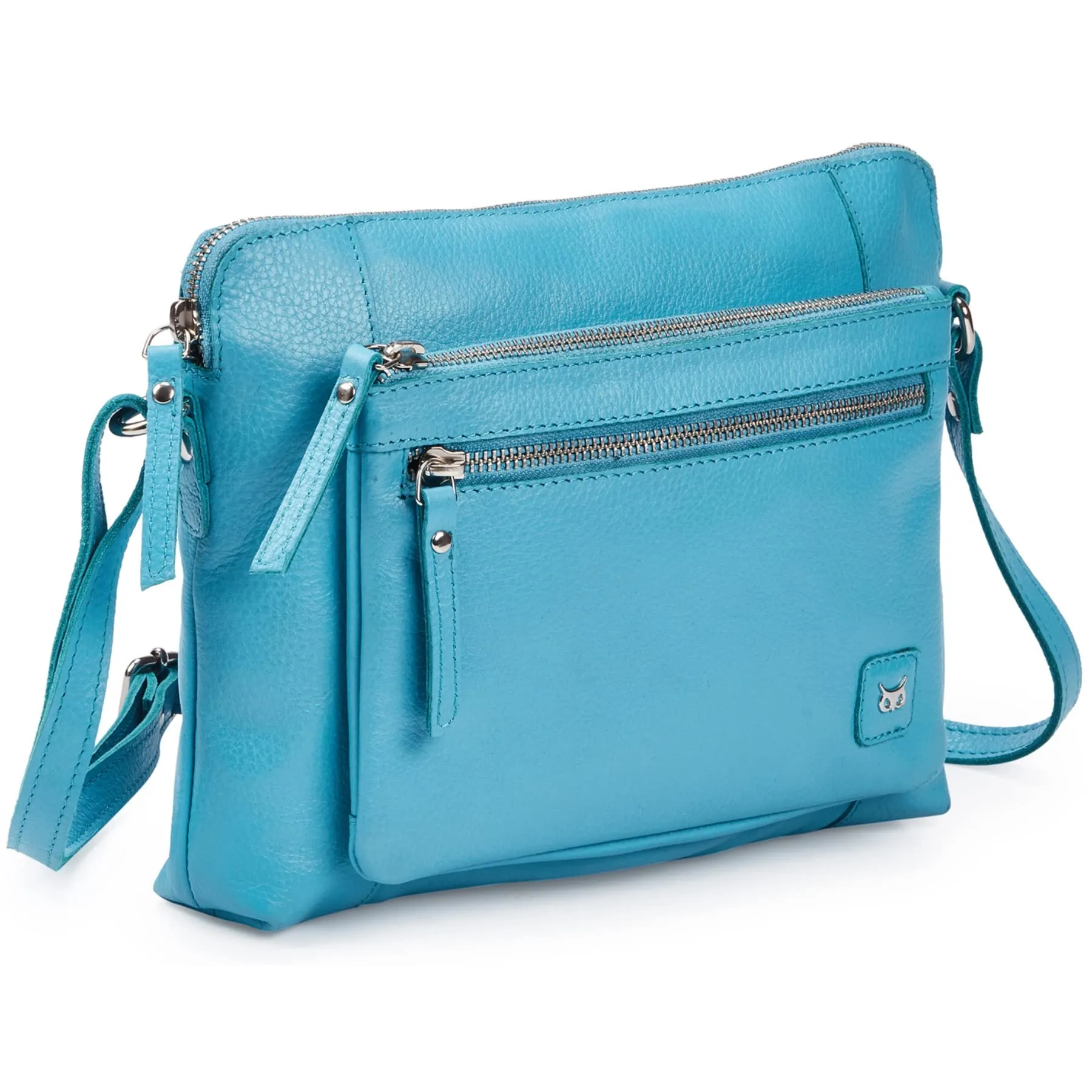 Accessories Small Soft Pebbled Real Leather Crossbody Handbags Purses Triple Zip Premium Sling Crossover Shoulder Bag for Women Gift (Cognac Nappa)