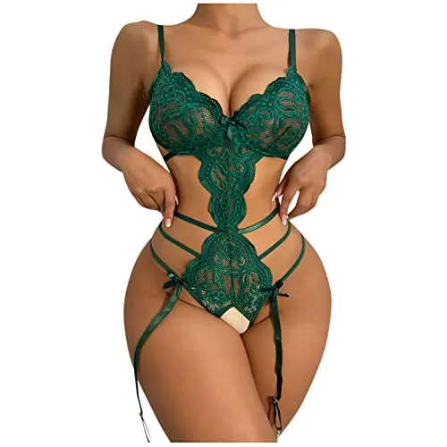 AMhomely Lingerie for Women Naughty Lace Lingerie Teddy Bodysuit Lingerie