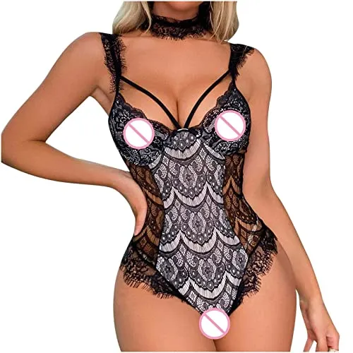 AMhomely Lingerie for Women Naughty Lace Lingerie Teddy Bodysuit Lingerie