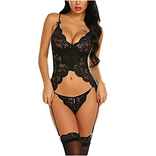 AMhomely Sexy Lingerie for Women Naughty Erotic Outfits Women Elegant Sexy Lingerie Lace Gauze Underwear Bodysuit Suit Slutty Underwears Nightwear Sets for Ladies
