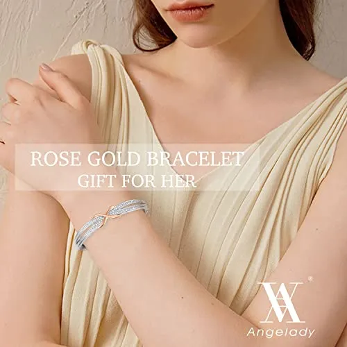 Angelady Infinity Bracelet for Womens, Silver Infinity Bracelets Bangles for Women Rose/Yellow Gold Bracelets Ladies Bracelets Birthday Mother's Day Gifts for grandmother/Mum/Wife