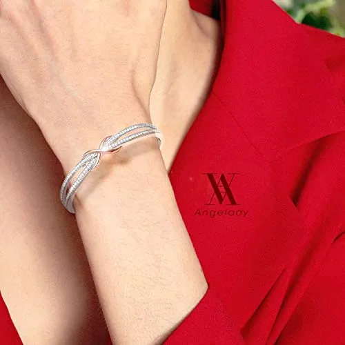 Angelady Infinity Bracelet for Womens, Silver Infinity Bracelets Bangles for Women Rose/Yellow Gold Bracelets Ladies Bracelets Birthday Mother's Day Gifts for grandmother/Mum/Wife