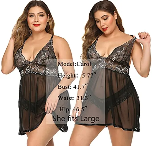Avidlove Women Lingerie Lace Babydoll Strap Chemise Halter Teddy V neck Sleepwear