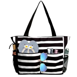Beach Tote Bags for Women with Zip, Large Waterproof Beach Bag with Pocket, Summer Beach Bags for Travel, Shopping, Pool, Gym