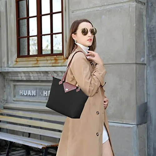 BOJLY Women Tote Bag,Stylish Waterproof Nylon Ladies Shoulder Bag, Folding Beach Travel Bag for Work,Shopping