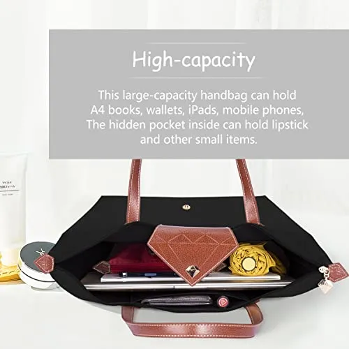 BOJLY Women Tote Bag,Stylish Waterproof Nylon Ladies Shoulder Bag, Folding Beach Travel Bag for Work,Shopping