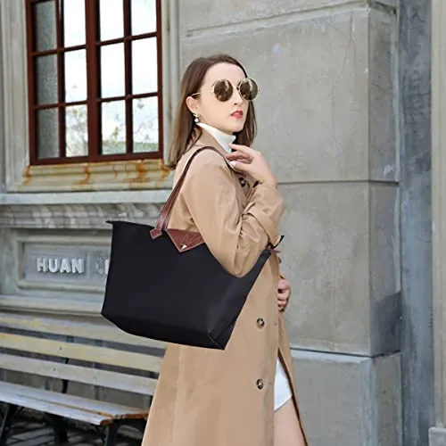 BOJLY Women Tote Bag,Stylish Waterproof Nylon Ladies Shoulder Bag, Folding Beach Travel Bag for Work,Shopping