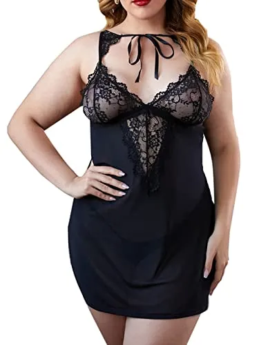 Bunanphy Christmas Lingerie Lace Splice Sleep Lingerie Satin Sleepwear Sets Valentine's Day Nightie