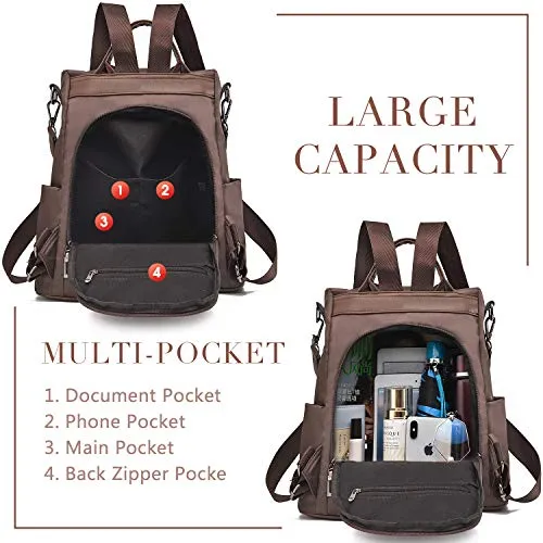 Charmore Women Backpack Ladies Rucksack Waterproof Nylon School bags Anti-theft Dayback Shoulder Bags