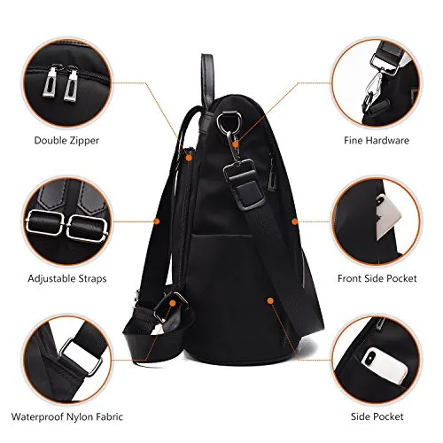 Charmore Women Backpack Ladies Rucksack Waterproof Nylon School bags Anti-theft Dayback Shoulder Bags