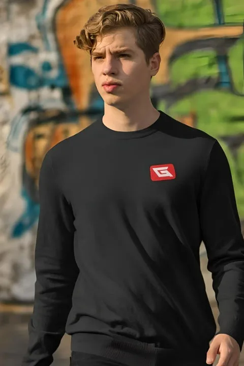 Designer Sweatshirts for Men Gymate Red logo Black [Chest]