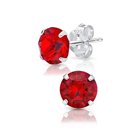 DTPSilver - 925 Sterling Silver Round Stud Earrings and Crystals from Elements