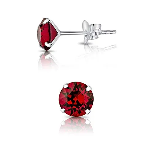 DTPSilver - 925 Sterling Silver Round Stud Earrings and Crystals from Elements