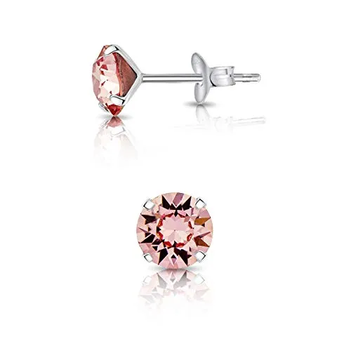 DTPSilver - 925 Sterling Silver Round Stud Earrings and Crystals from Elements