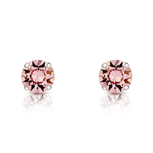 DTPSilver - 925 Sterling Silver Round Stud Earrings and Crystals from Elements