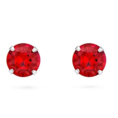 DTPSilver - 925 Sterling Silver Round Stud Earrings and Crystals from Elements