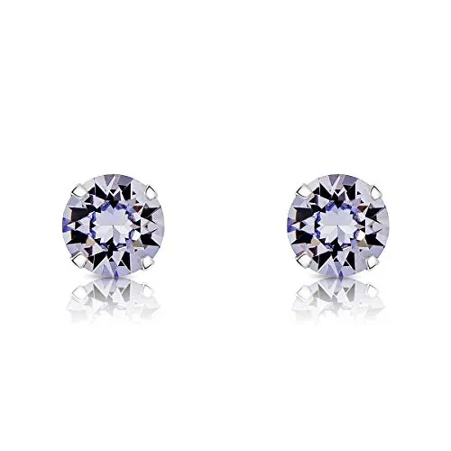 DTPSilver - 925 Sterling Silver Round Stud Earrings and Crystals from Elements