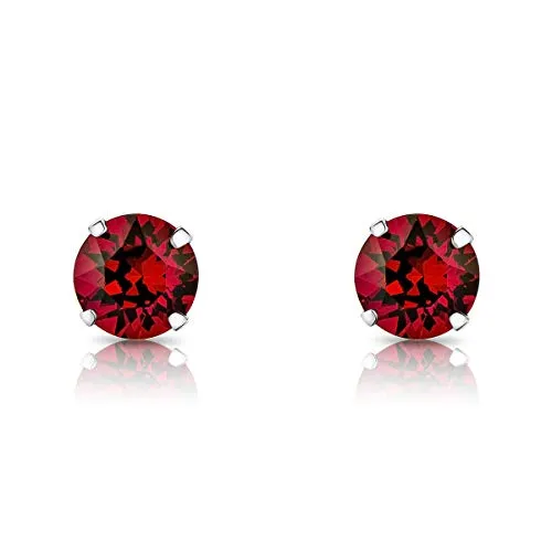DTPSilver - 925 Sterling Silver Round Stud Earrings and Crystals from Elements