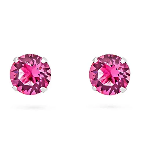 DTPSilver - 925 Sterling Silver Round Stud Earrings and Crystals from Elements