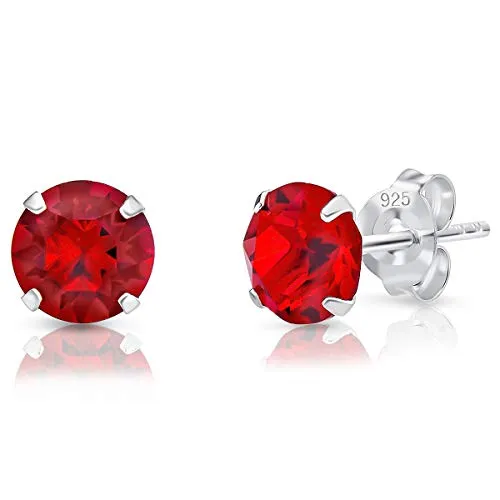 DTPSilver - 925 Sterling Silver Round Stud Earrings and Crystals from Elements