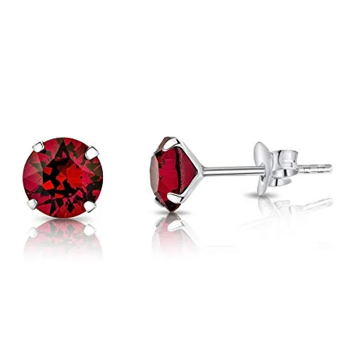 DTPSilver - 925 Sterling Silver Round Stud Earrings and Crystals from Elements