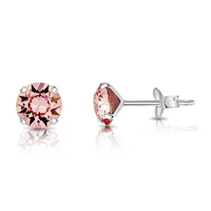 DTPSilver - 925 Sterling Silver Round Stud Earrings and Crystals from Elements