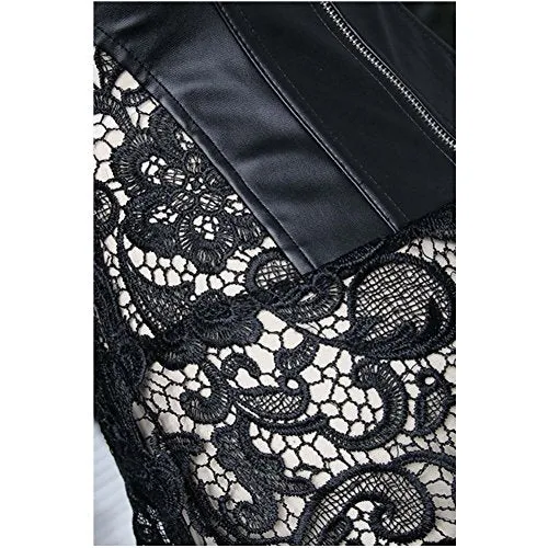 EUDOLAH Gothic Lace Up Front Punk Faux Leather Bustier Corset