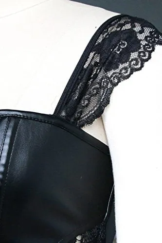 EUDOLAH Gothic Lace Up Front Punk Faux Leather Bustier Corset
