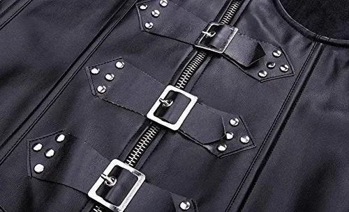 EUDOLAH Gothic Lace Up Front Punk Faux Leather Bustier Corset
