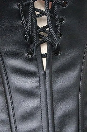 EUDOLAH Gothic Lace Up Front Punk Faux Leather Bustier Corset
