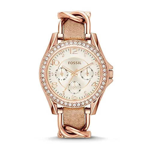 Fossil Women's 38mm Riley Multi-functional Rose Goldtone Dial Watch