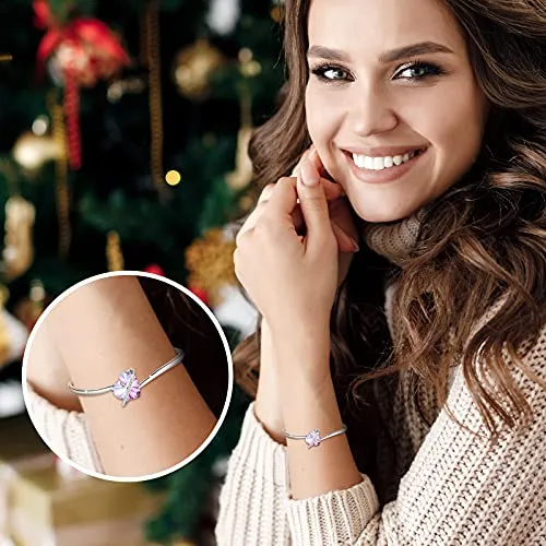 GEORGE  SMITH Womens Silver Bracelet Heart Bracelet for Women with Purple Crystal