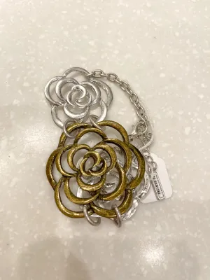 Gold and Silver Rose Detailed Bracelet