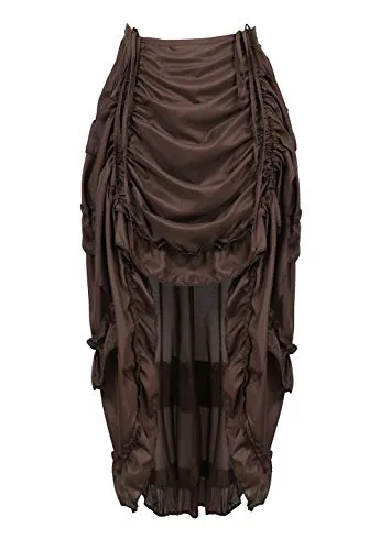 Grebrafan Halter Leather Corset with Pirate Skirt and Blouse 3 Piece Costume