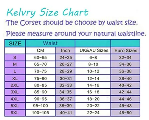 Kelvry Women's Gothic Satin Lace up Boned Bustier Corset Top with Suspenders