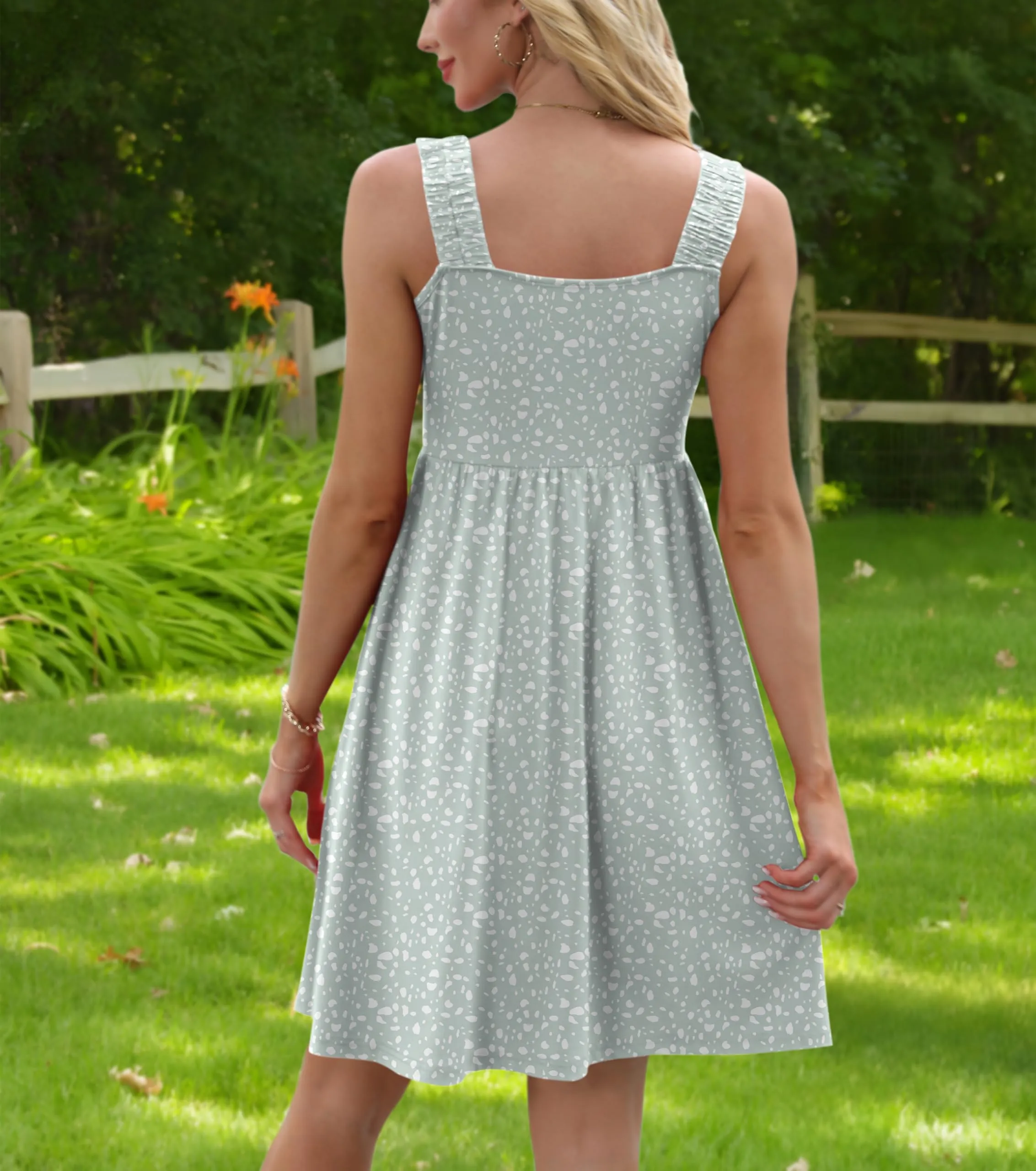 Ladies Summer Dresses Sleeveless Printed Casual Dresses for Women UK Fancy Hawaiian Dress, Green Polka dot, L