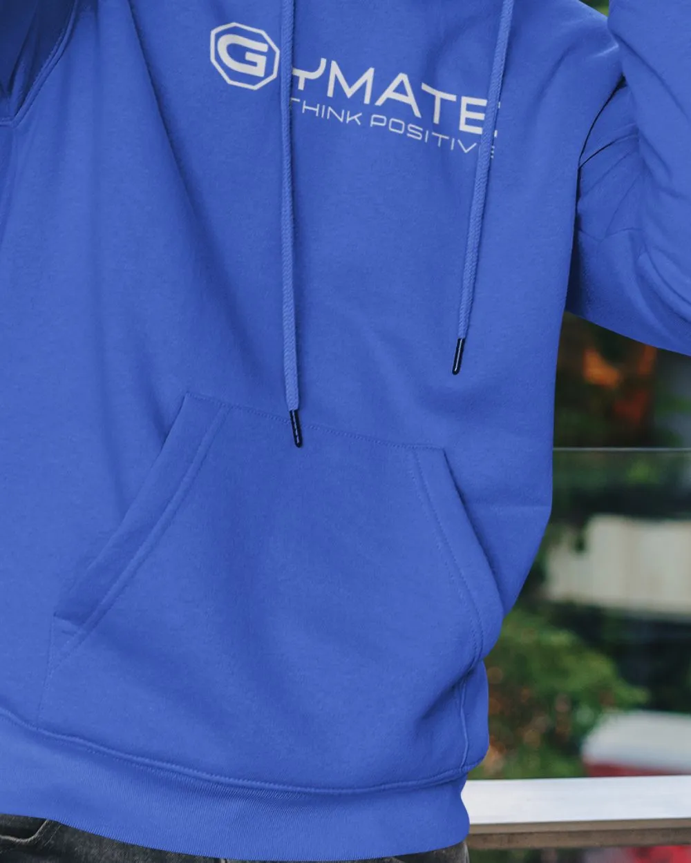 Light Blue Designer Hoodie ??Gymate Think Positive??[ctr/lge]