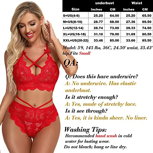 Namifin Women Lingerie Set Lace Bralette and Panty Set Strappy Lace Lingerie