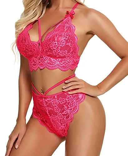 Namifin Women Lingerie Set Lace Bralette and Panty Set Strappy Lace Lingerie