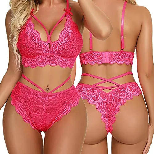 Namifin Women Lingerie Set Lace Bralette and Panty Set Strappy Lace Lingerie