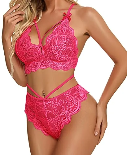 Namifin Women Lingerie Set Lace Bralette and Panty Set Strappy Lace Lingerie