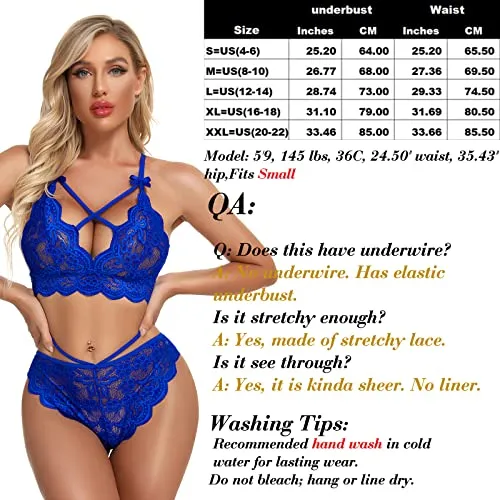 Namifin Women Lingerie Set Lace Bralette and Panty Set Strappy Lace Lingerie