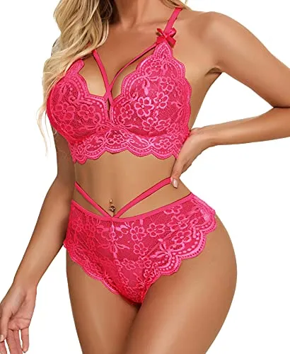 Namifin Women Lingerie Set Lace Bralette and Panty Set Strappy Lace Lingerie