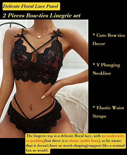 Namifin Women Lingerie Set Lace Bralette and Panty Set Strappy Lace Lingerie