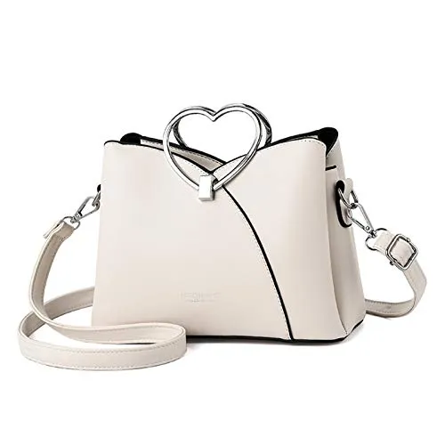 NICOLE & DORIS Fashion Handbag for Women Top Handle Bag PU Leather Messenger Bag Waterproof Shoulder Bag Ladies Crossbody Bag with Heart Shaped Handle