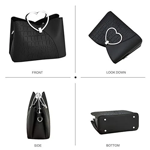 NICOLE & DORIS Fashion Handbag for Women Top Handle Bag PU Leather Messenger Bag Waterproof Shoulder Bag Ladies Crossbody Bag with Heart Shaped Handle