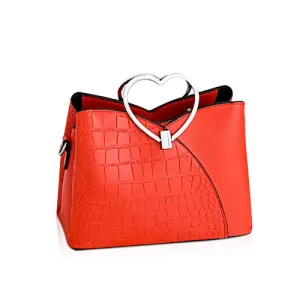 NICOLE & DORIS Fashion Handbag for Women Top Handle Bag PU Leather Messenger Bag Waterproof Shoulder Bag Ladies Crossbody Bag with Heart Shaped Handle
