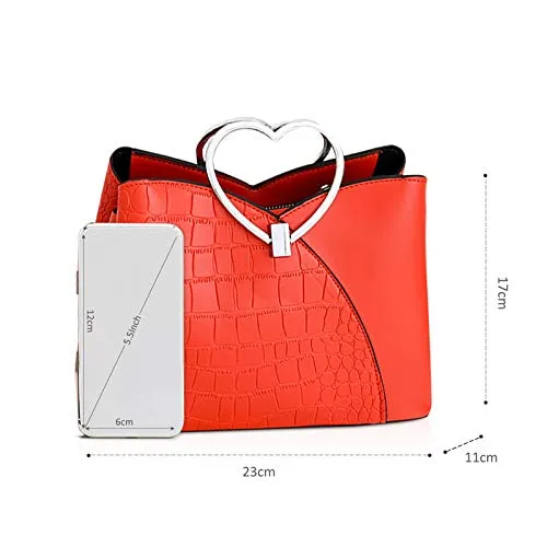 NICOLE & DORIS Fashion Handbag for Women Top Handle Bag PU Leather Messenger Bag Waterproof Shoulder Bag Ladies Crossbody Bag with Heart Shaped Handle