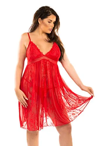 Perfect4U Babydoll Lingerie for Women Plus Size, Sexy Nightwear for Women Plus Size, See Through Lingerie Plus Size Longer & Elegan