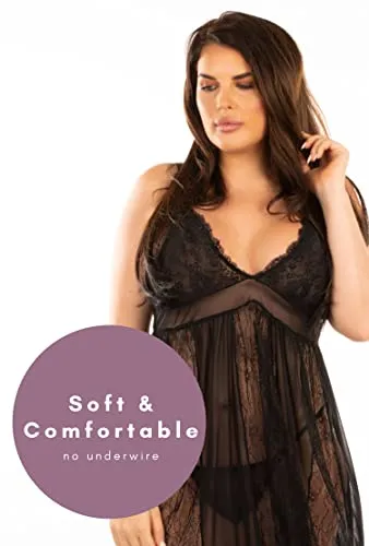 Perfect4U Babydoll Lingerie for Women Plus Size, Sexy Nightwear for Women Plus Size, See Through Lingerie Plus Size Longer & Elegan
